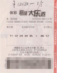 福建彩民自选号守三年揽大乐透45万 中奖彩票曝光