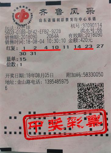 一句话“送”他双色球142691元大奖!中奖彩票曝光